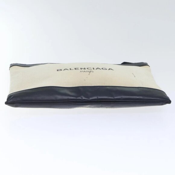 BALENCIAGA Clutch Bag Canvas White Black Silver 373840 Auth bs17958 - Picture 7 of 15